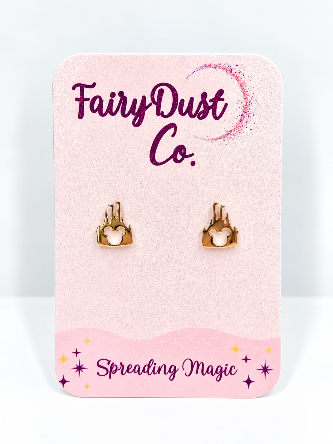 Castle Silhouette Stud Earrings:Gold