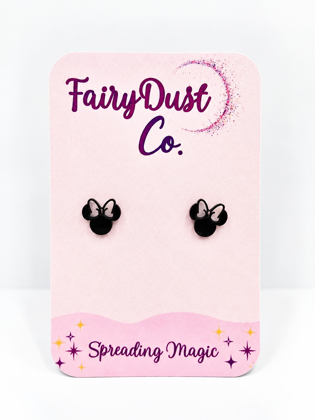 Girl Mouse Silhouette Stud Earrings: Black