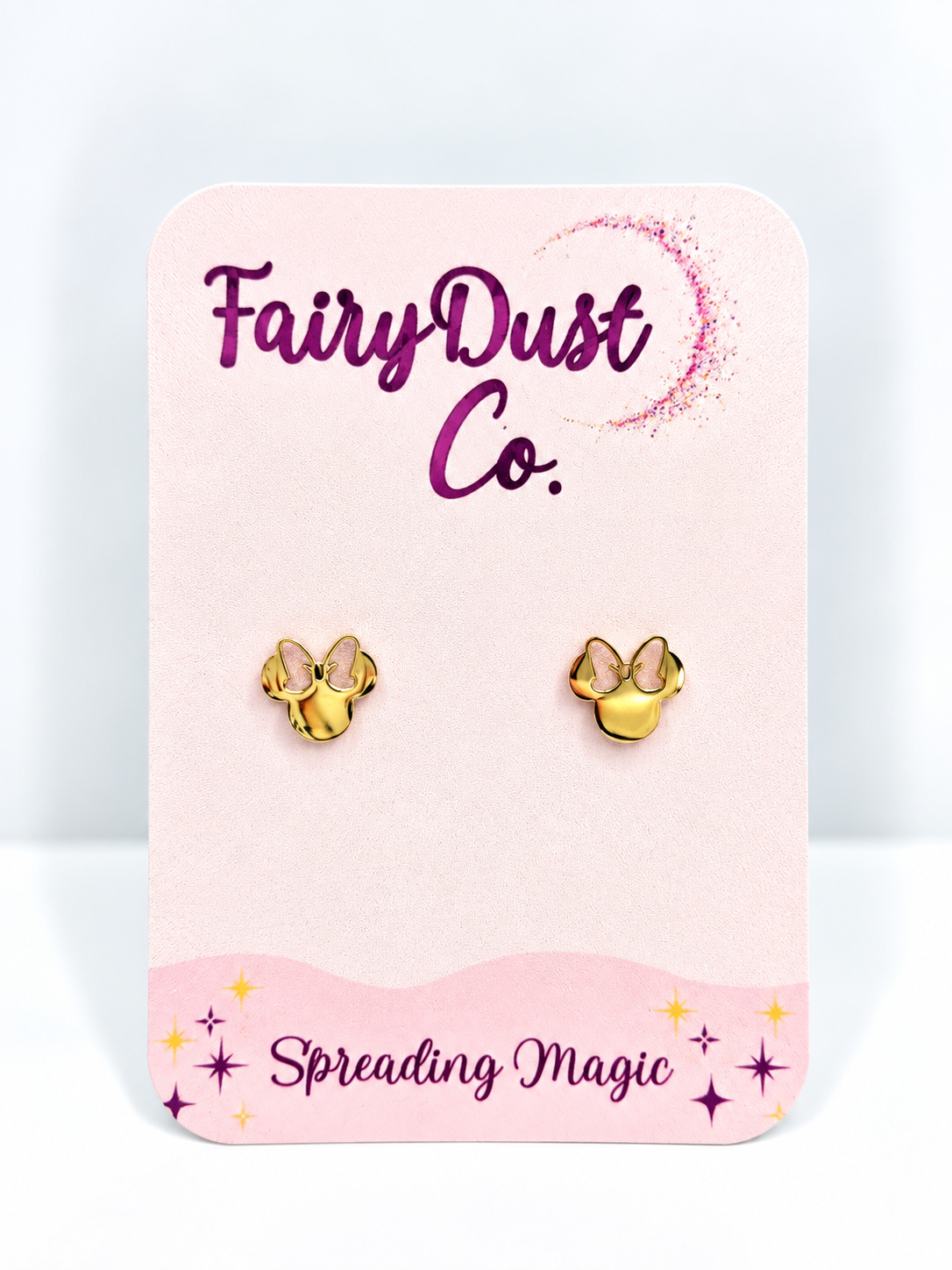 Girl Mouse Silhouette Stud Earrings: Gold