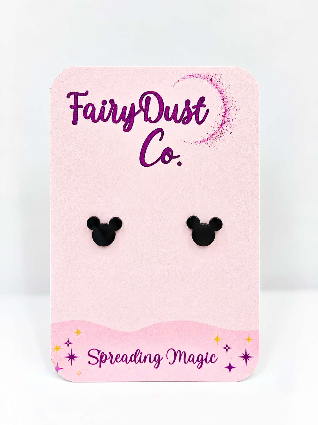 Mouse Silhouette Stud Earrings: Black