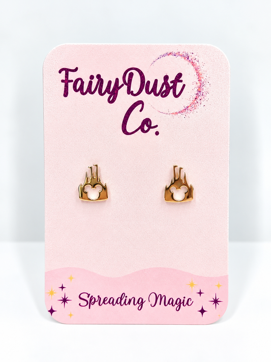 Castle Silhouette Stud Earrings:Gold