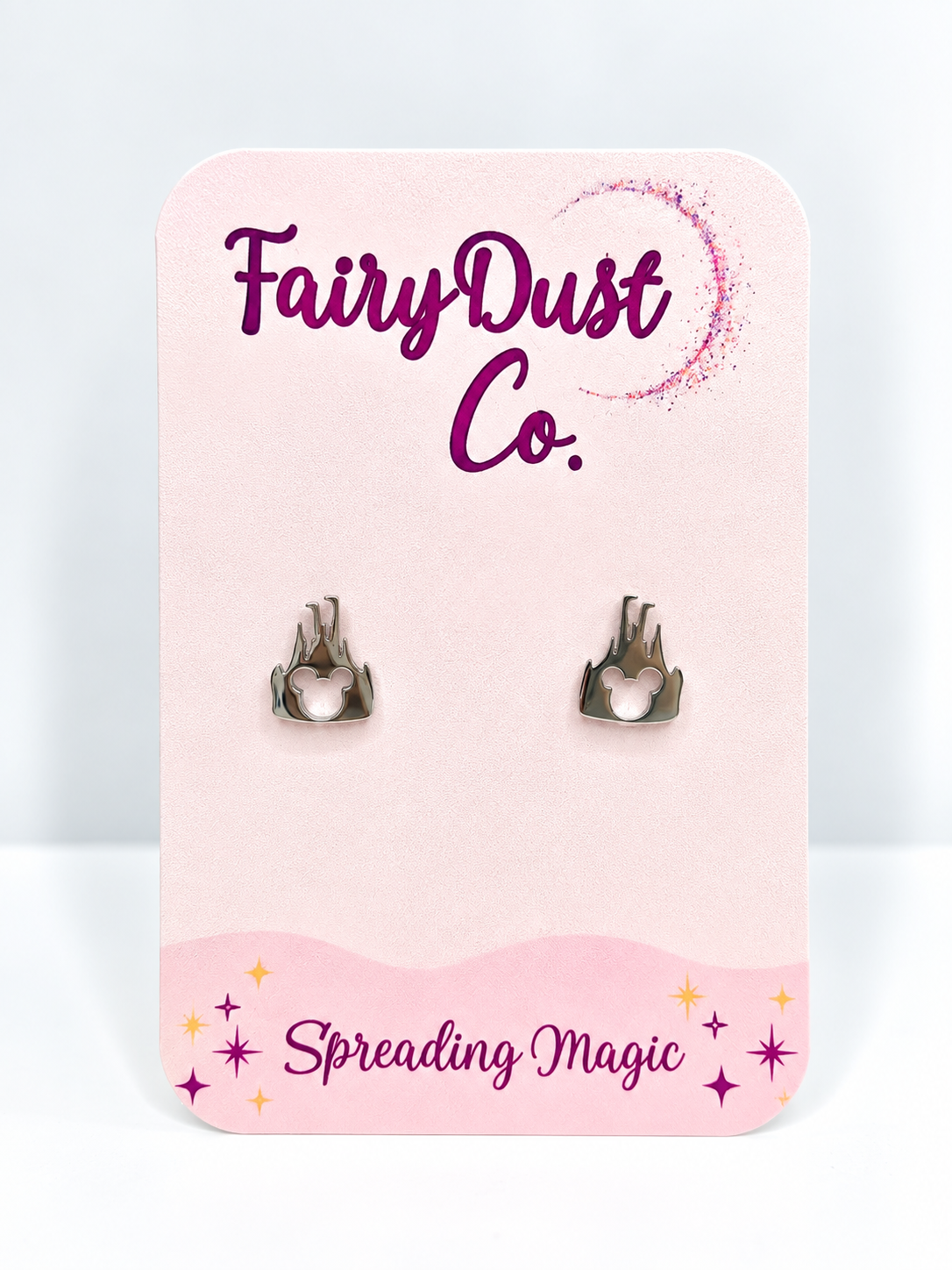 Castle Silhouette Stud Earrings:Silver