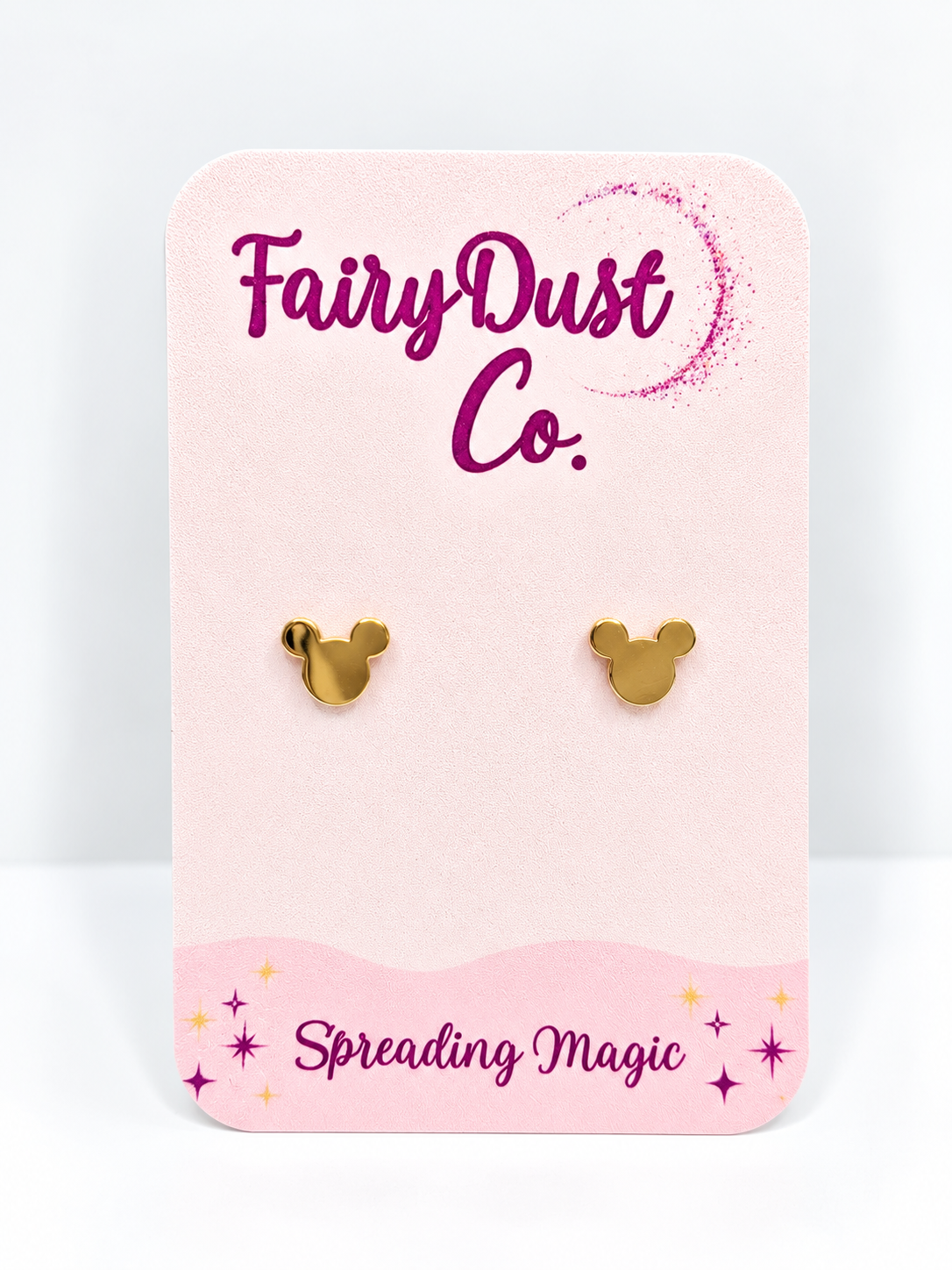 Mouse Silhouette Stud Earrings: Gold