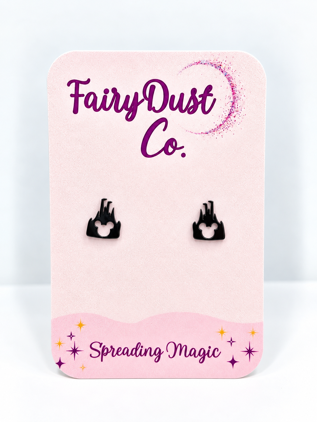 Castle Silhouette Stud Earrings: Black