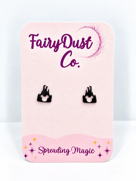 Castle Silhouette Stud Earrings: Black