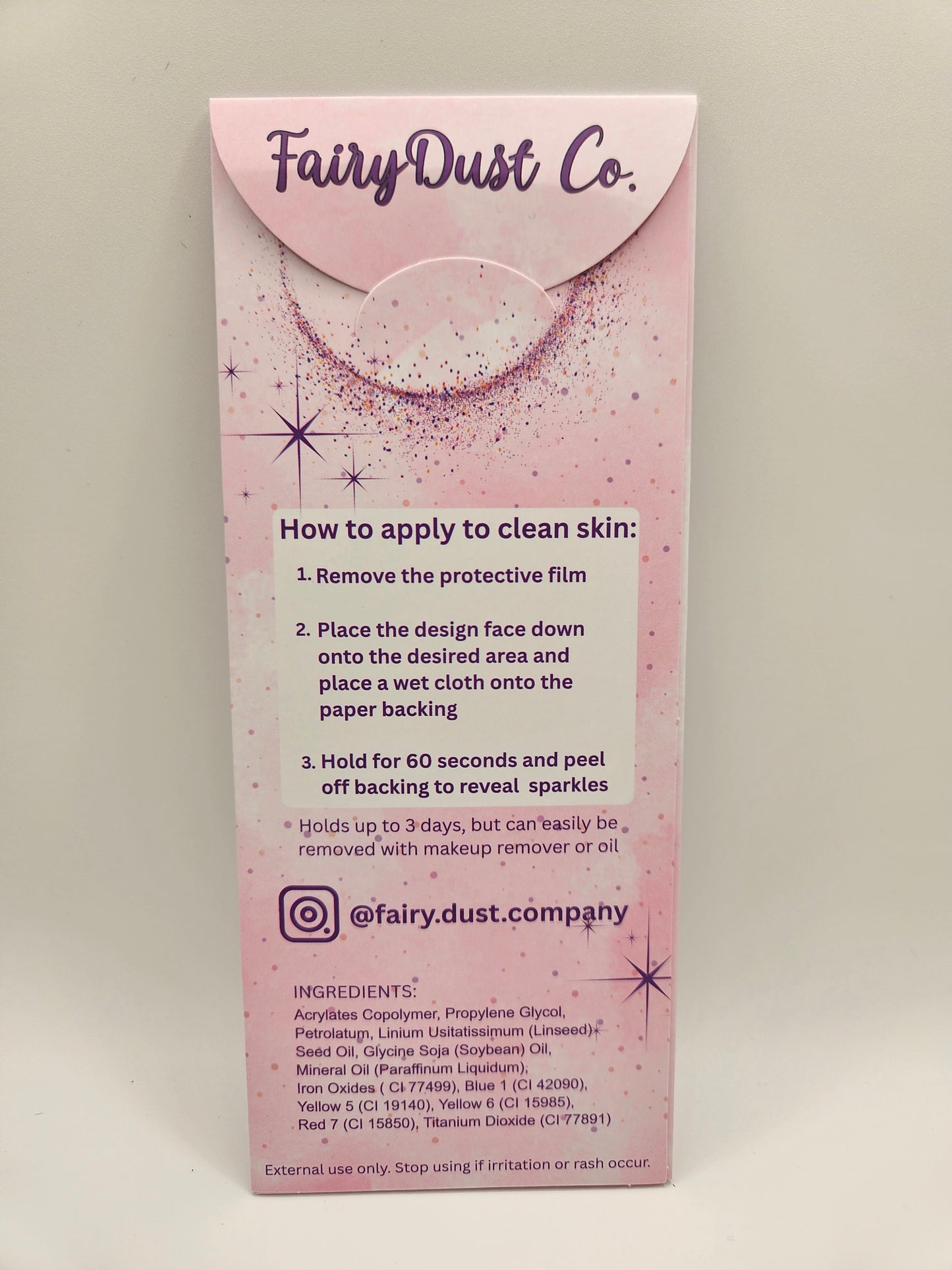 back of tattoo packaging