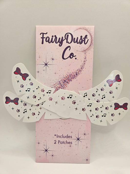 music notes, paws and bows face freckles